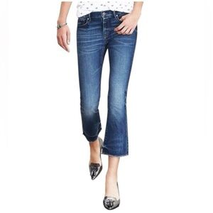Banana republic premium denim cropped flare jeans women’s 27 Medium wash Raw ham